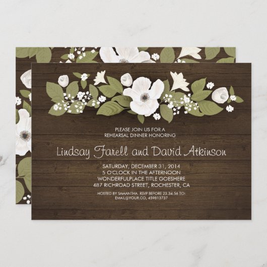 rustikale Probe aus Holz Einladung (Vorne/Hinten)