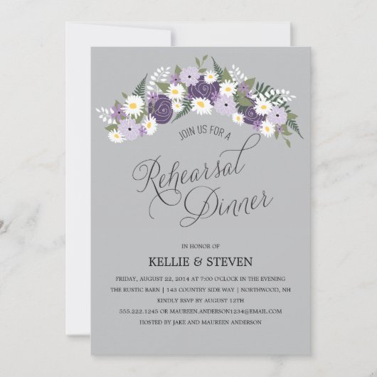 Rustikale Probe mit Blumendach Einladung (Vorderseite)