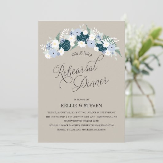 Rustikale Probe mit Blumendach Einladung (Stehend Vorderseite)