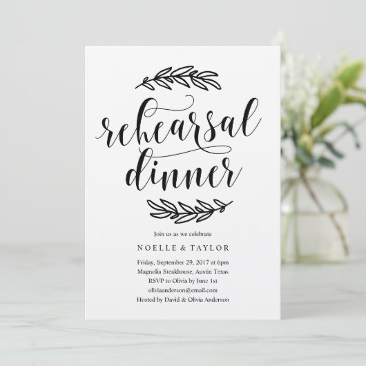 Rustikale Proben-Abendessen-Einladung Einladung (Stehend Vorderseite)