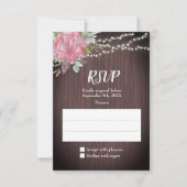 Rustikale Protea Eukalyptus Lights Wood Wedding RSVP Karte (Vorderseite)