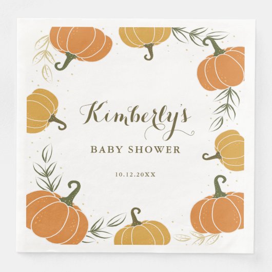 Rustikale Pumpkin & Blätter Neutrale Babydusche Serviette (Vorderseite)