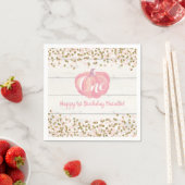 Rustikale Pumpkin Fall Erste Geburtstagsparty Pink Serviette (Beispiel)