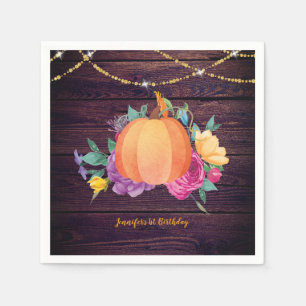 Rustikale Pumpkin Fall Wasserfarbe Folklorefarben  Serviette