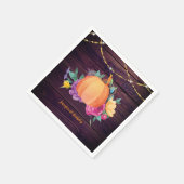 Rustikale Pumpkin Fall Wasserfarbe Folklorefarben  Serviette (Ecke)