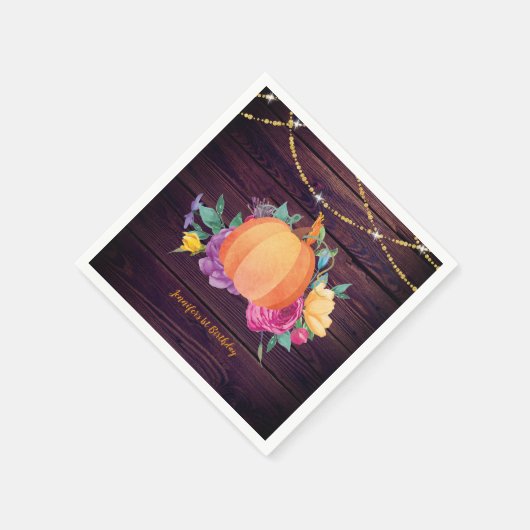 Rustikale Pumpkin Fall Wasserfarbe Folklorefarben  Serviette (Ecke)