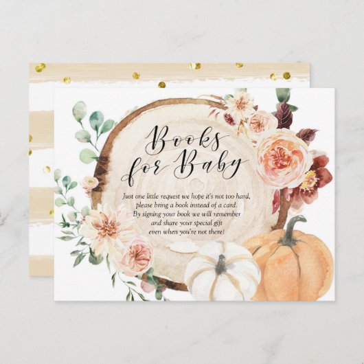 Rustikale Pumpkin Floral Baby Duschbücher für Baby Einladungspostkarte (Vorne/Hinten)