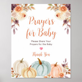Rustikale Pumpkin Floral Gebete für Babysignatur Poster
