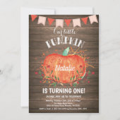 Rustikale Pumpkin Geburtstag Einladung Rosa (Vorderseite)