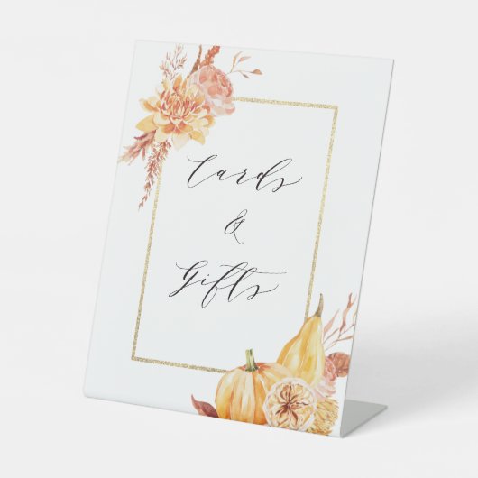 Rustikale Pumpkin Gold Frame Cards & Geschenke Sockelschild (Vorderseite)