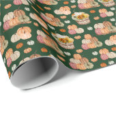 Rustikale Pumpkin Harvest auf Forest Green Geschenkpapier (Rolleneckpunkt)