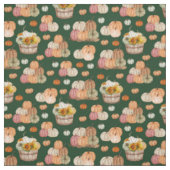 Rustikale Pumpkin Harvest auf Forest Green Stoff (Muster)