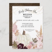 Rustikale Pumpkin Pampas Grass Foliage Kinderdusch Einladung (Vorne/Hinten)