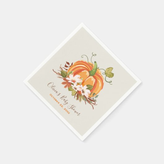 Rustikale Pumpkin Paper Napkin Fall Baby Dusche Serviette (Ecke)