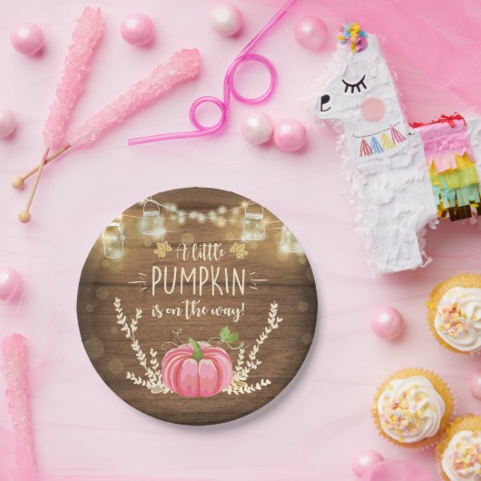 Rustikale Pumpkin Papier Teller fallen Dusche Holz (Party)