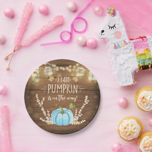 Rustikale Pumpkin Papier Teller fallen Dusche Holz (Party)