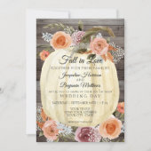 Rustikale Pumpkin Wasserfarbe Blumenbrunnt Orange  Einladung (Vorderseite)