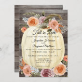 Rustikale Pumpkin Wasserfarbe Blumenbrunnt Orange  Einladung (Vorne/Hinten)