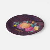 Rustikale Pumpkin Wasserfarben Blume fallen Party Pappteller (Schrägansicht)