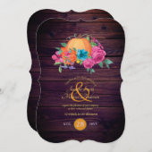 Rustikale Pumpkinepaare fallen Wasserfarben-Blume Einladung (Vorne/Hinten)