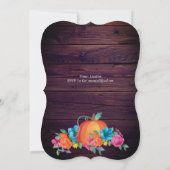 Rustikale Pumpkinepaare fallen Wasserfarben-Blume Einladung (Rückseite)