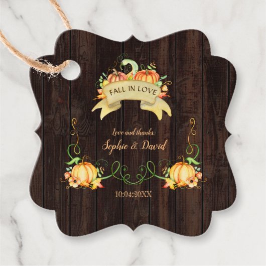 Rustikale Pumpkins alter Stall Fall in Liebe Hochz Geschenkanhänger (Vorderseite)