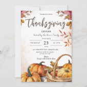 Rustikale Pumpkins | Aquarellfarbener Erntedank Ab Einladung (Vorderseite)