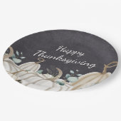 Rustikale Pumpkins Bauernhof Happy Thanksgiving Pappteller (Schrägansicht)