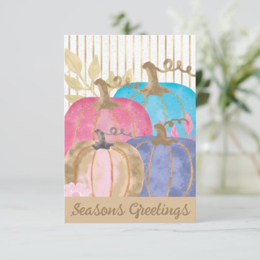 Rustikale Pumpkins Erntedank Grußkarte (Stehend Vorderseite)