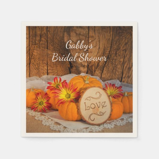 Rustikale Pumpkins Fall Barn Brautparty Serviette (Vorderseite)