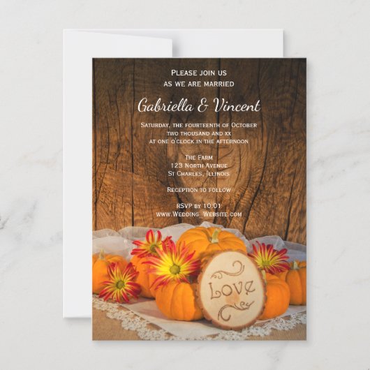 Rustikale Pumpkins Fall Barn Wedding Magneteinladung (Vorderseite)