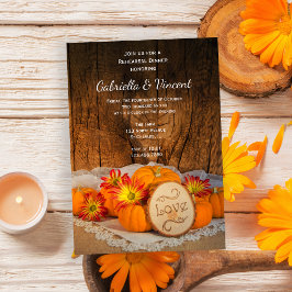 Rustikale Pumpkins Fall Barn Wedding Probe Dinner Einladung
