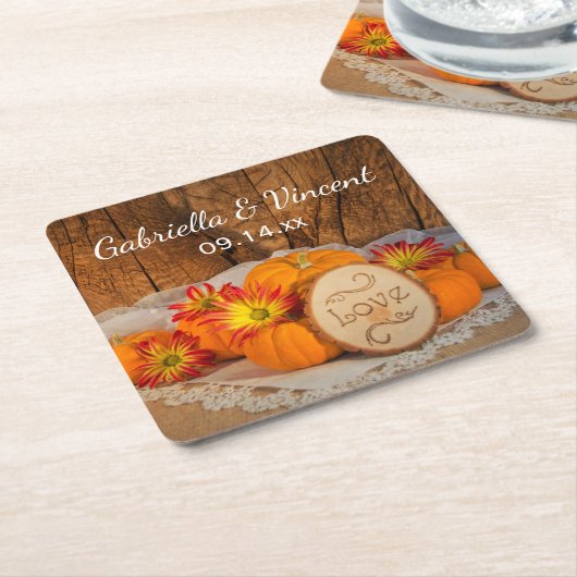 Rustikale Pumpkins Fall Barn Wedding Rechteckiger Pappuntersetzer (angewinkelt)