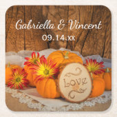 Rustikale Pumpkins Fall Barn Wedding Rechteckiger Pappuntersetzer (Vorderseite)