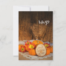 Rustikale Pumpkins Fall Barn Wedding RSVP Card