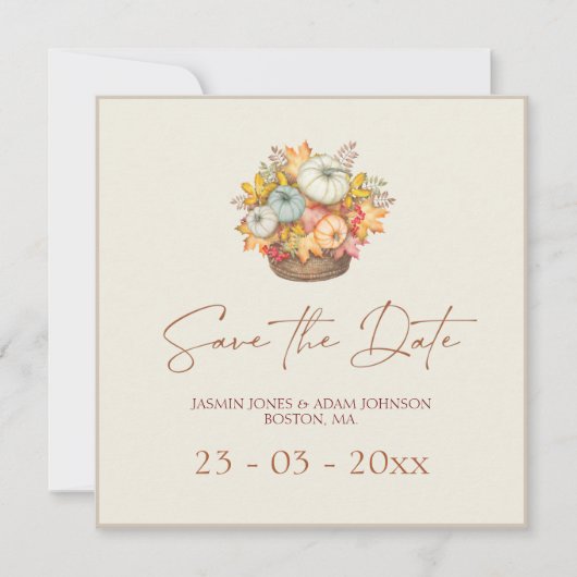 Rustikale Pumpkins Fall ernten Hochzeit retten das Save The Date (Vorderseite)