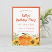 Rustikale Pumpkins fallen zum Geburtstag Einladung (Stehend Vorderseite)