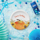 Rustikale Pumpkins fallen zum Geburtstag Pappteller (Party)