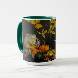 Rustikale Pumpkins Gourds Vase Foto Erntedank Tasse
