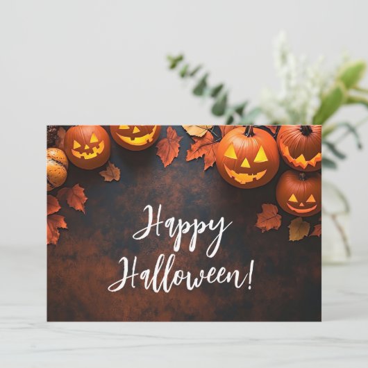 Rustikale Pumpkins Halloween-Grußkarte Einladung (Stehend Vorderseite)