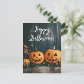 Rustikale Pumpkins Halloween-Grußkarte Postkarte (Stehend Vorderseite)