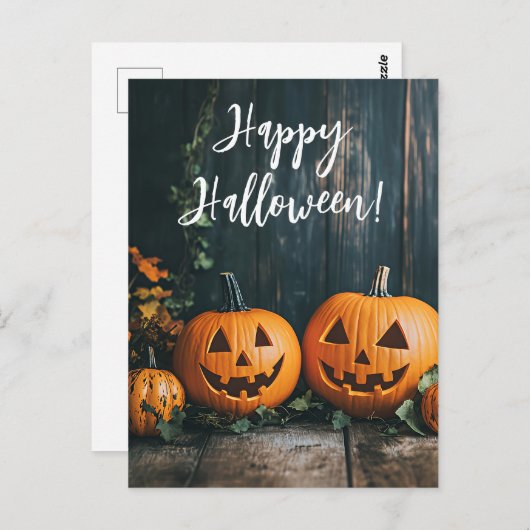Rustikale Pumpkins Halloween-Grußkarte Postkarte (Vorne/Hinten)