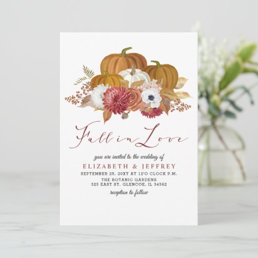 Rustikale Pumpkins Hochzeit im Herbst Herbst Einla Einladung (Stehend Vorderseite)
