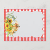 Rustikale Pumpkins Sonnenblumen Hochzeit speichern Postkarte (Rückseite)