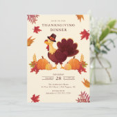 Rustikale Pumpkins & Turkey Erntedank Einladung (Stehend Vorderseite)