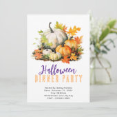 Rustikale Pumpkins und Blätter Halloween Abendesse Einladung (Stehend Vorderseite)
