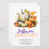 Rustikale Pumpkins und Blätter Halloween Abendesse Einladung (Vorne/Hinten)