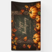 Rustikale Pumpkins und Herbstleaves Erntedank Banner (Vertikal)