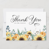 Rustikale Pumpkins und Sonnenblumen Herbsthochzeit Dankeskarte (Vorderseite)