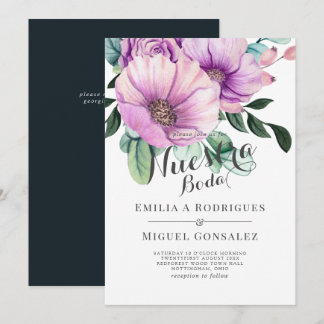 Rustikale Purpurblüte Nuestra Boda Spanische Hochz Einladung